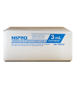 Jeringa Desechable Nipro 3ml C/100 pzs